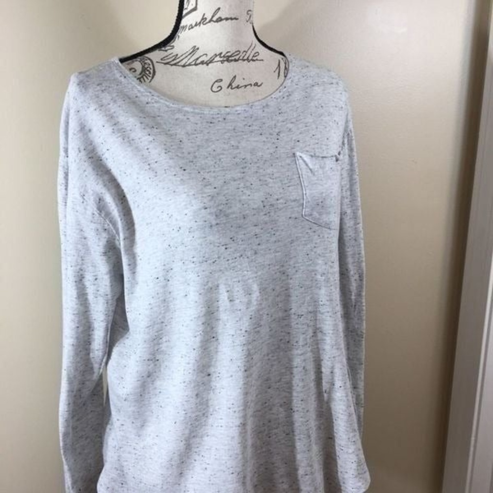 Carbon Womens Grey Speckled Long Sleeve Longer Length Pocket Tee Size Medium - Picture 7 of 10